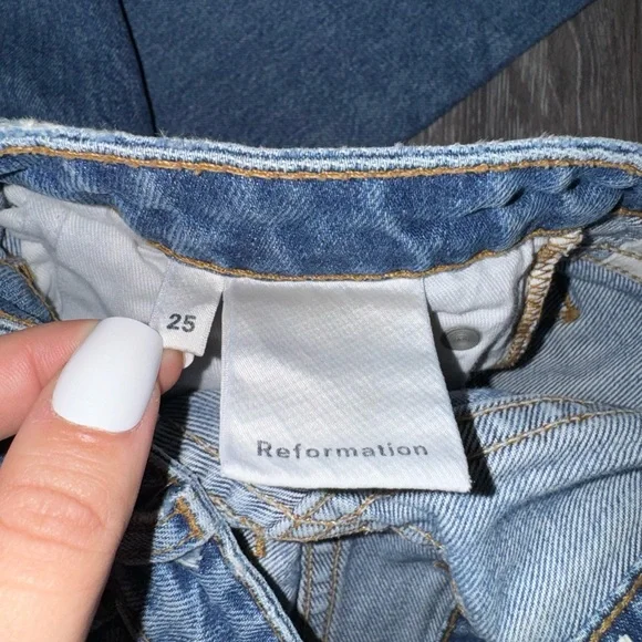 Reformation Wide Leg Distressed Jeans - Size 25 - Picture 8 of 12
